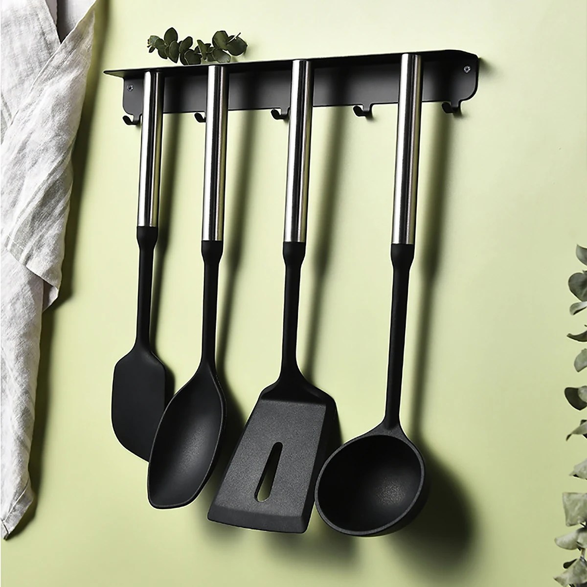 5/6pcs Stainless Steel Handle Silicone Kitchenware Set Non-Stick Cookware Kitchen Utensils Set Spatula Shovel Ladle Cooking Tool