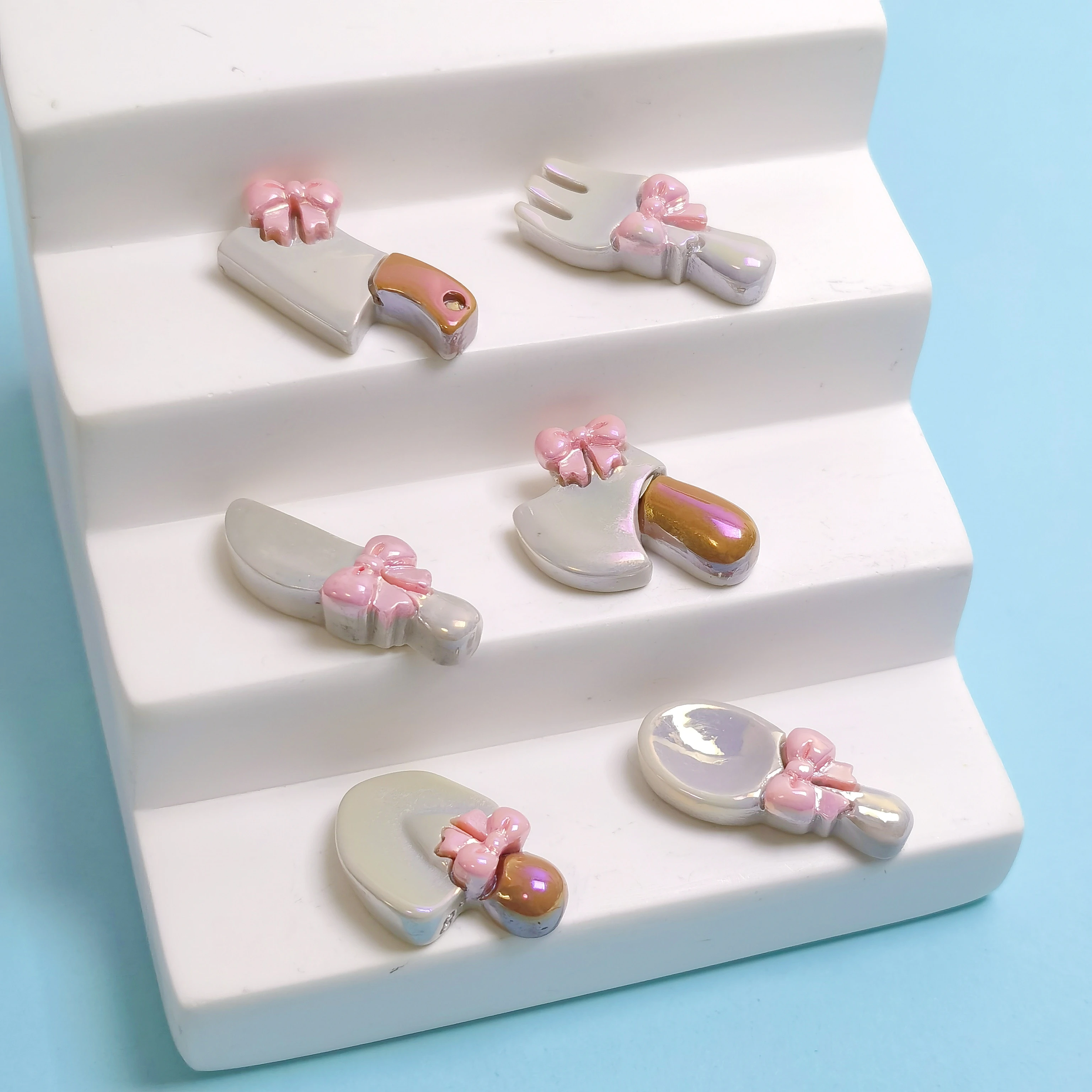 Kawaii Resin Flatback Mini Spoon Folk Charms Cabochons Embellishments for DIY Ornament Crafts Scrapbook Home Decorations