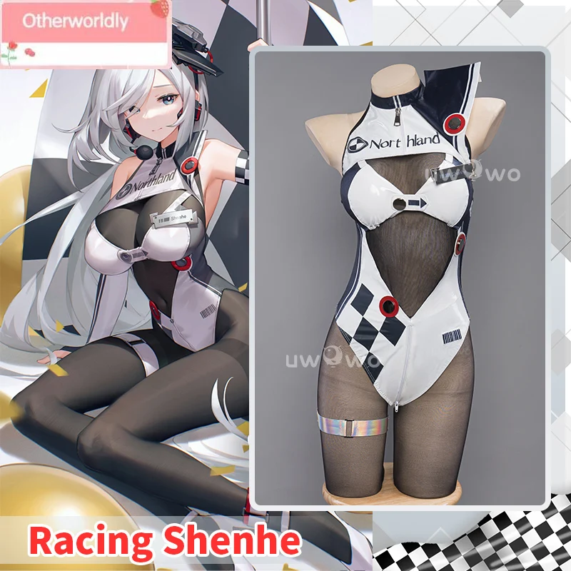 

Shenhe Cosplay Genshin Impact Fanart: Racing Ver. Shenhe Cosplay Bodysuit Leather Halloween Costumes