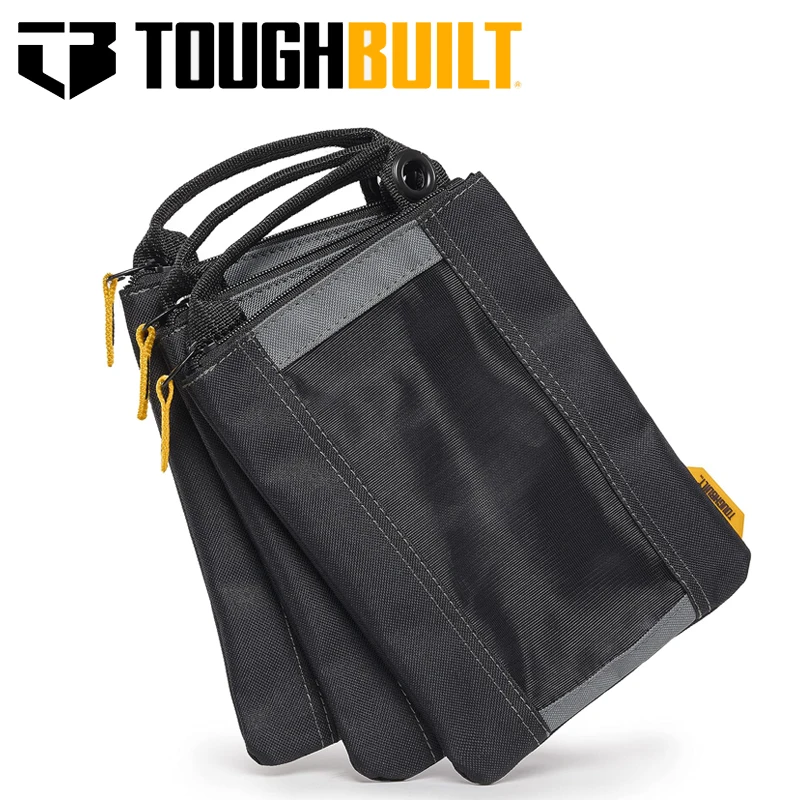 TOUGHBUILT TB-94-M-3 Bolsas de sujeción Paquete de 3 accesorios para herramientas eléctricas de uñas Bolsa de almacenamiento tipo suspensión Fácil