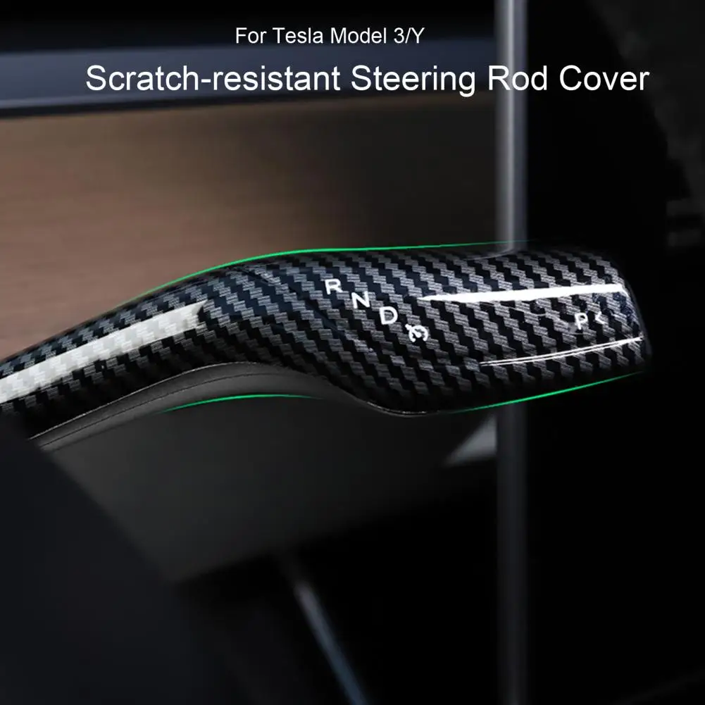 Gear Lever Cover for Car 2pcs Carbon Fiber Steering Lever Covers Gear Shift Decorative Covers Easy for Tesla for Car
