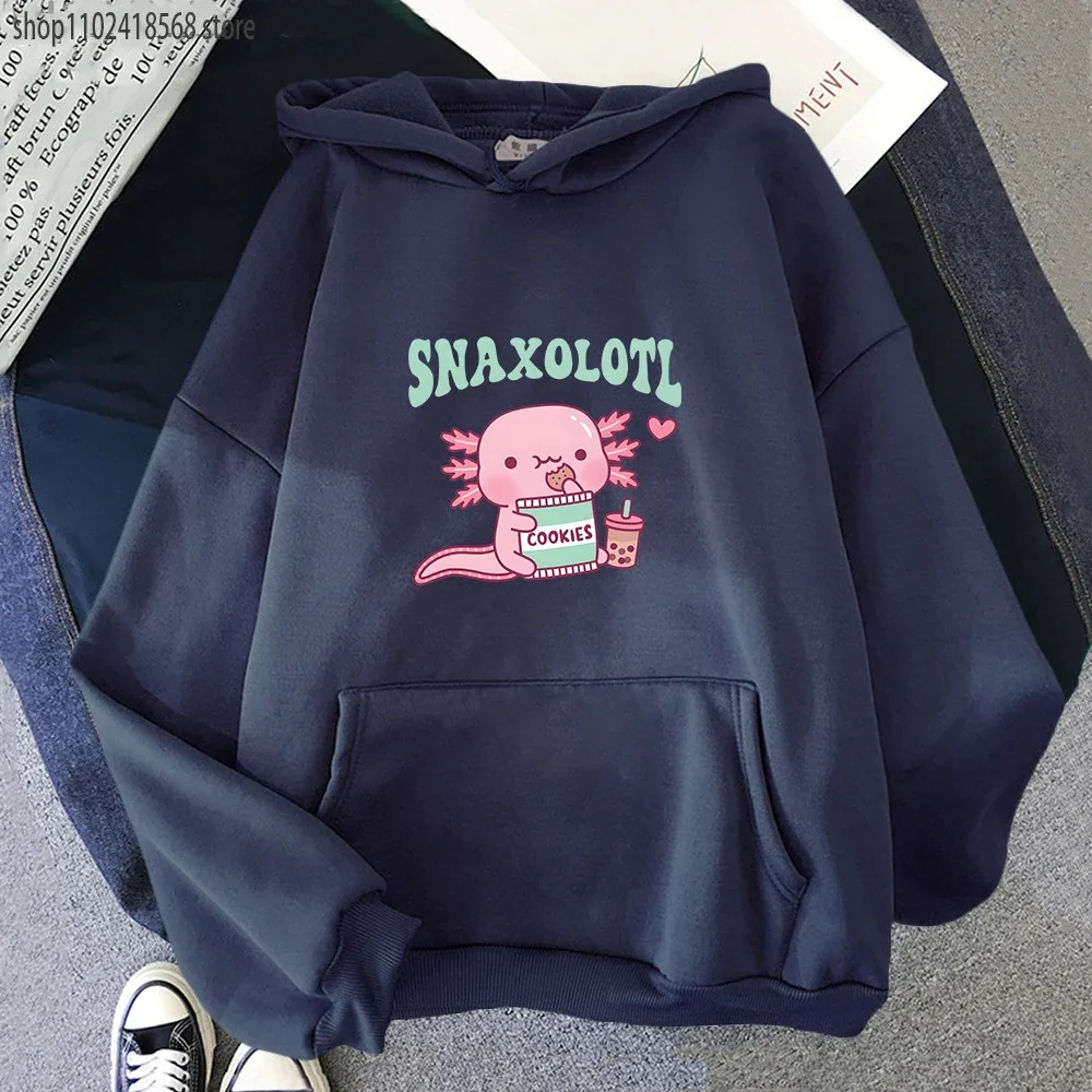 Lustiger Snaxolotl Snack A Lotl Like The Axolotl Hoodie Cartoon Sweatshirt Damen Kleidung Y2k Winter Pullover Süße Herrenkleidung