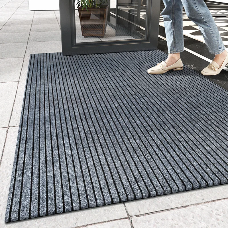 Minimally Striped Home Entrance Door Mat Cutable Kitchen Waterproof Oil Resistant Foot Rug Easy To Handle Solid Floor Covering