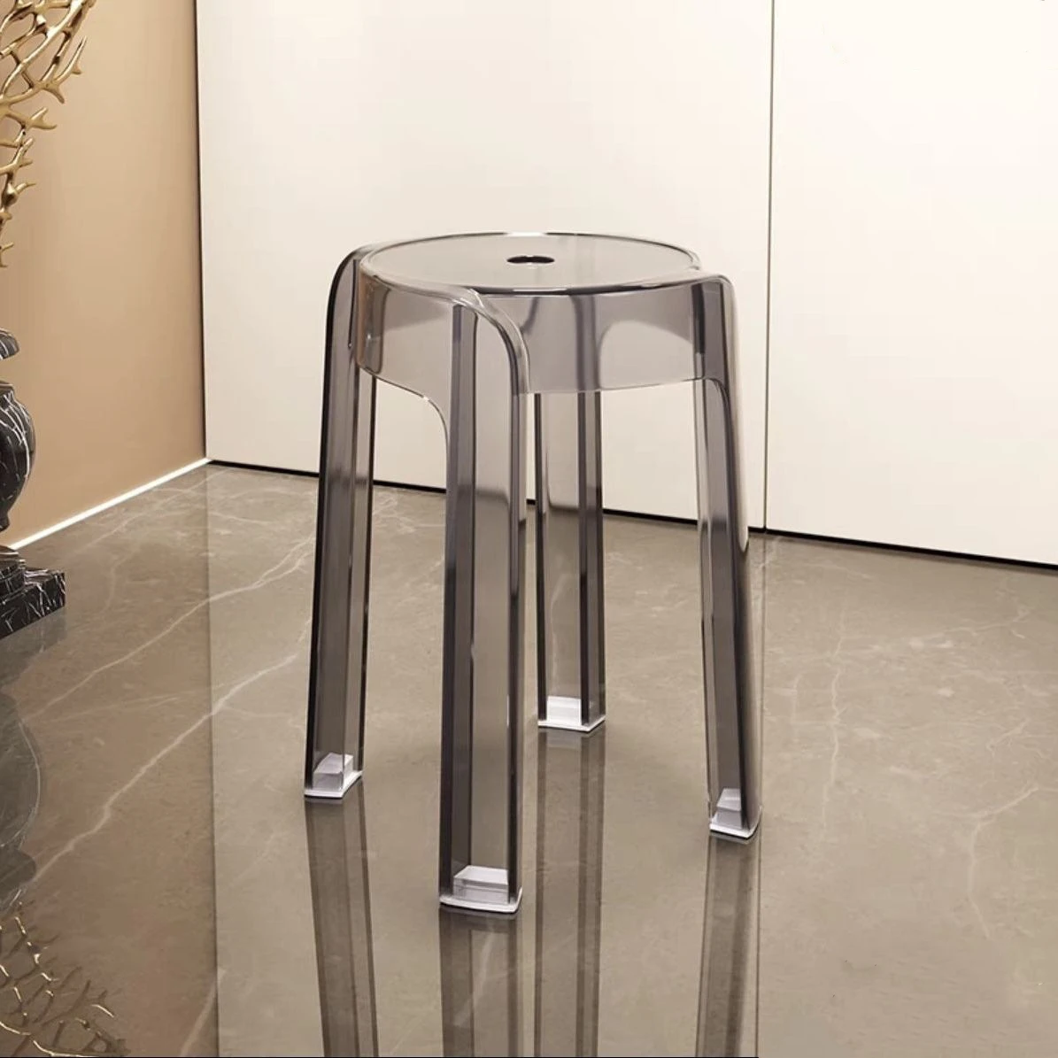 Simple Light Luxury New Modern Dining Chair Commercial Thickened Stackable Transparent Acrylic Stool Home Furniture