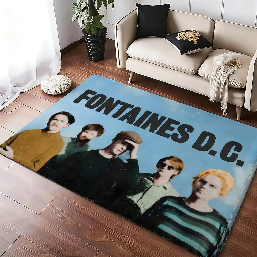 Band F-Fontaines D C Floor Mat Soft Thickened Absorbent Non-Slip Bedroom Living Room Door Mat Home Decor Flannel Rugs