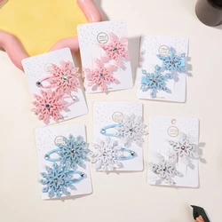 2PCS New Princess Snowflake Girls Lovely Hairpins Children Headwear Hairgrip Hair Clips Barrettes Children's Hair Accessories