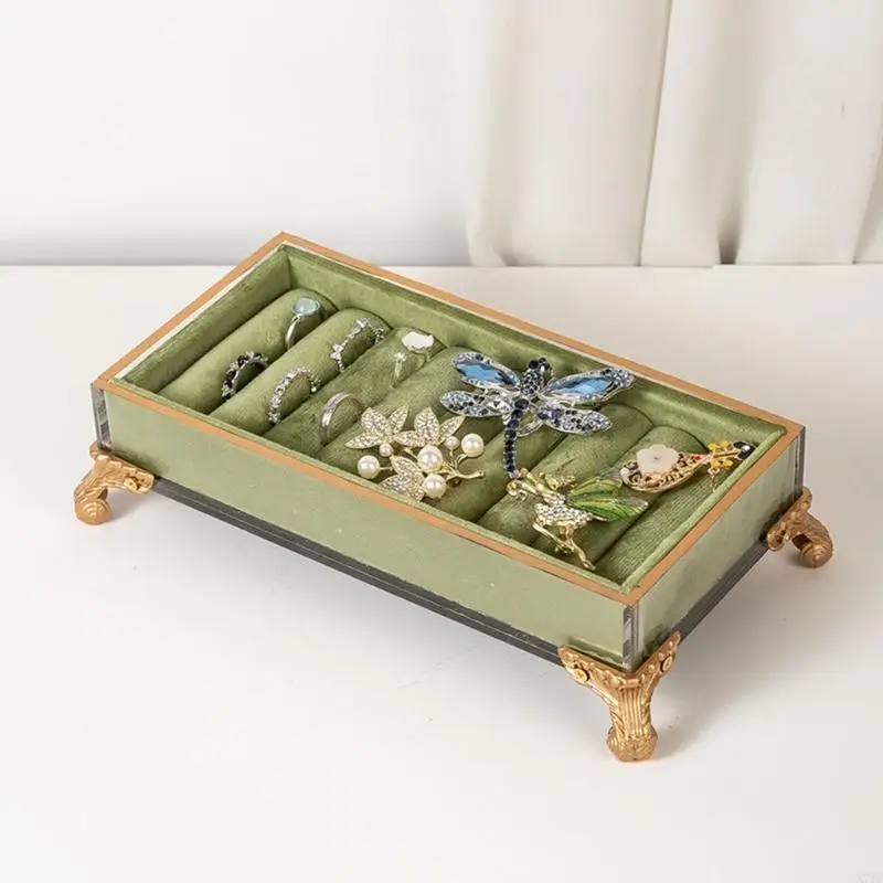 Fleece Jewelry Organizers Tray for Rings and Earrings Countertop Display Stand with Raised Decorative