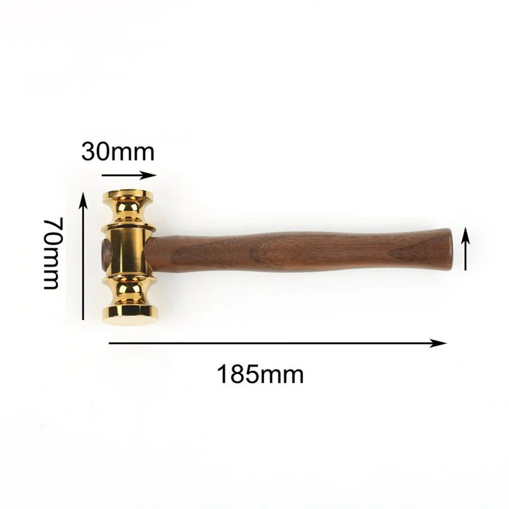 S M L Brass Commencement Hammer Solid Mirror Polished Hammer Wooden Handle Leather Craft Workshop DIY Tool Starting Hammer