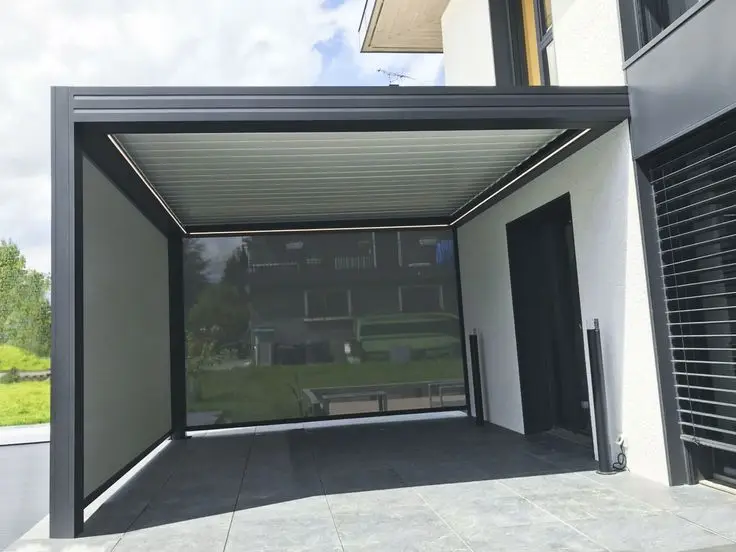 Modern Waterproof Pergola with Waterproof Fabric Blades Eco-Friendly Durable Aluminum Alloy Frame Powder Coating Garden Gazebos