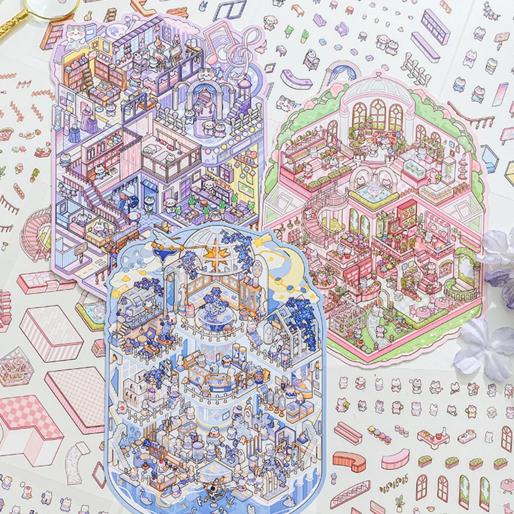 

Card Lover 4 шт. [серия «Meow Woo Thinking Day] миниатюрные пейзажные наклейки, иллюстрации, справочники, наклейки для коллажей, комплект для домашних животных