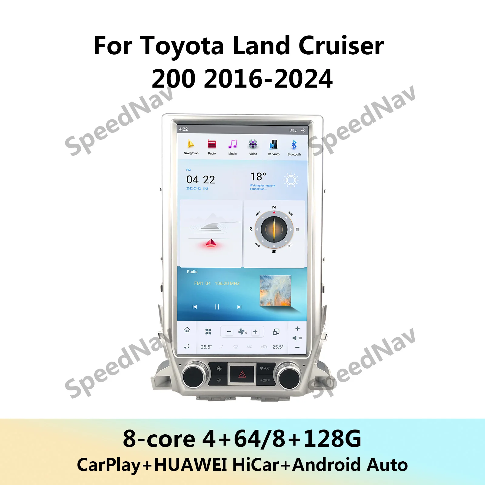 Car Multimedia Player For Toyota Land Cruiser 100 2016-2020 Android 13 Radio Stereo Screen Intelligent Systems Audio Audio Head