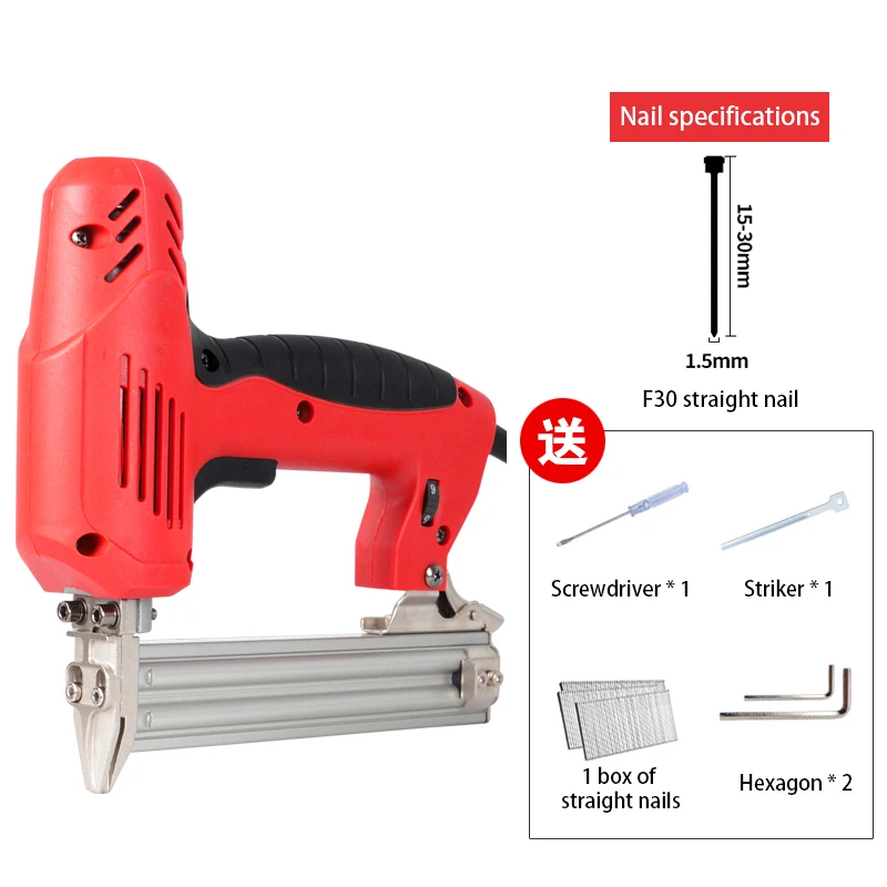 Elektrische Nail Gun Dual-Purpose Nail Gun F30 Straight Nail Gun Multifunctioneel Plafond Nail Shooting Tool Houtbewerking Tool