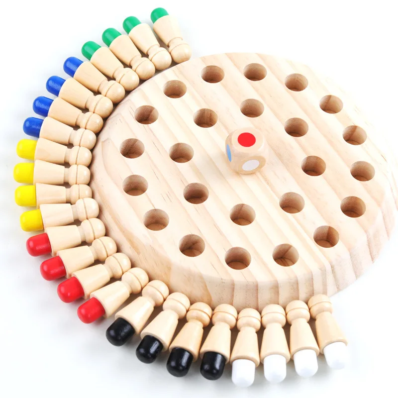 

Wooden Puzzle Memory Toys Montessori Educational Learning Sensory Color Cognitive Match Stick Chess Party Game Children Kids