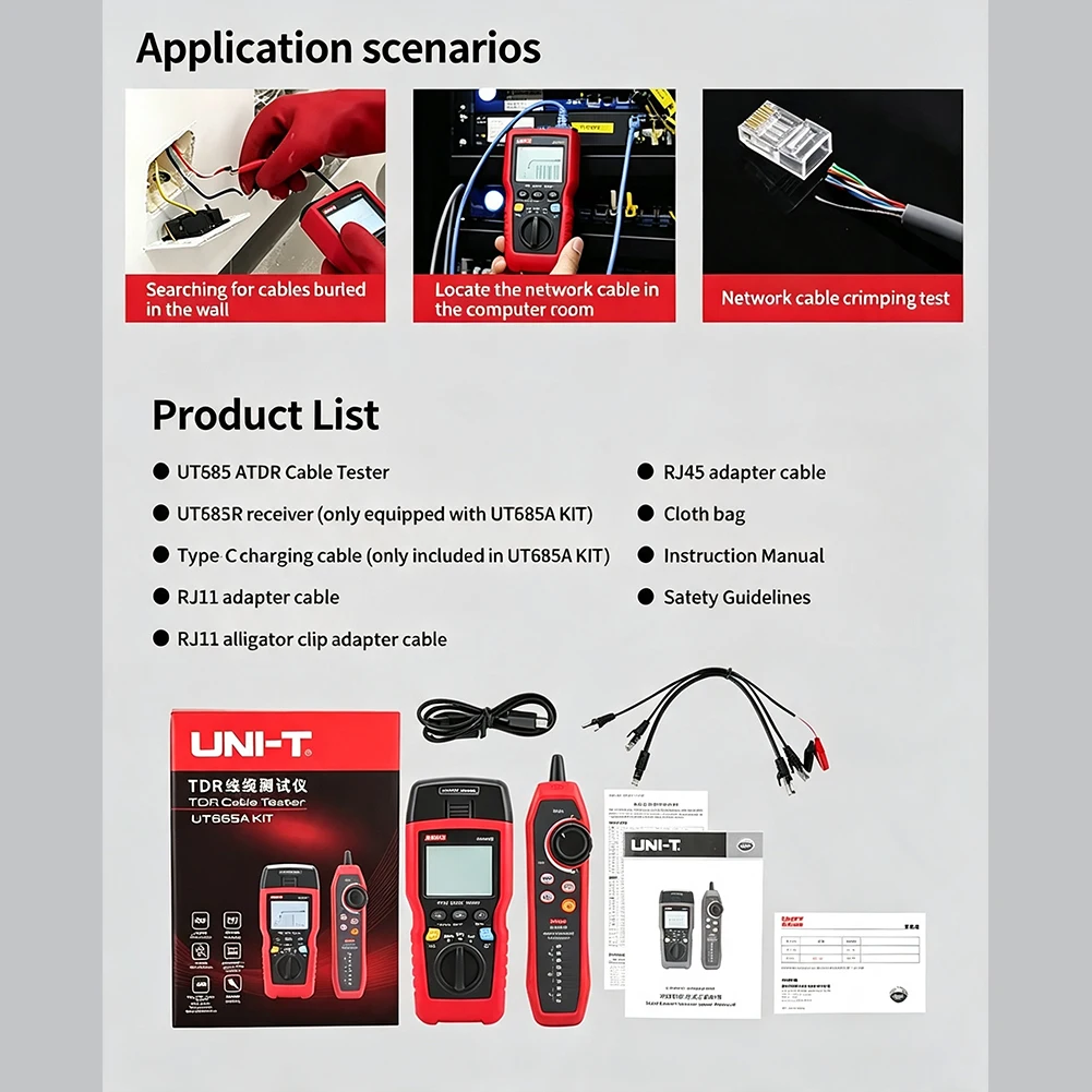 UT685A Multifunctional For Cable Tester for RJ45 Networks with PoE Detection Port Flashing Wire Tracing and NCV Safety