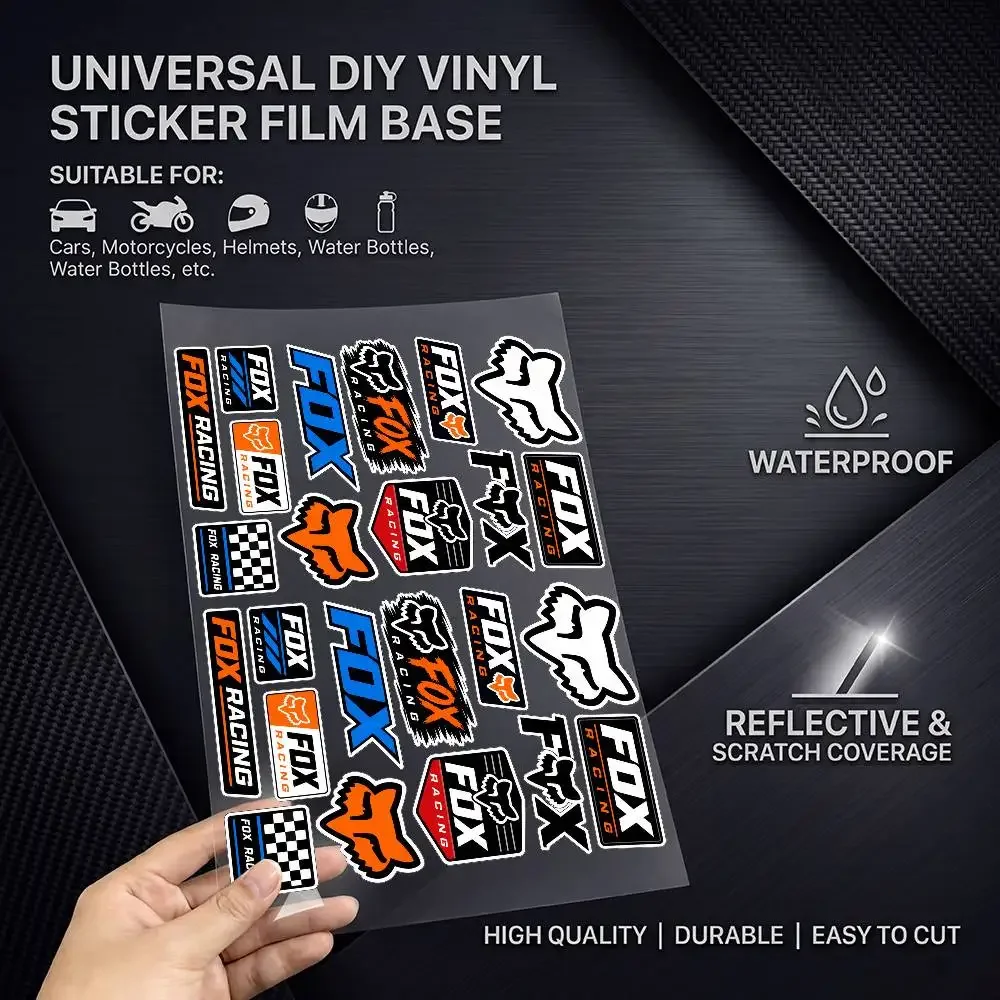 Fox RA-C-ing Waterproof Vinyl Reflective Scratch Cover Sticker Universal Decor Decal Car Motorcycle Helmet Refrigerator