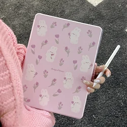 360 Rotation Cartoon Rabbit Case For iPad 10.2 7th 8th 9th 9.7 5th 6th 11 12.9 Mini 6 Air 5 4 Cover with Pencil Slot Holder