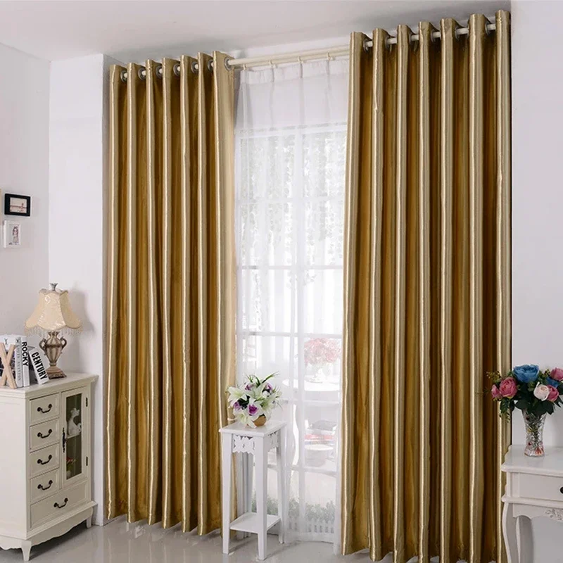 Deluxe Curtains for Living Dining Room Bedroom Gold Semi-Obscure Golden Lining Elegant Room Window Blackout Luxury Custom Cloth