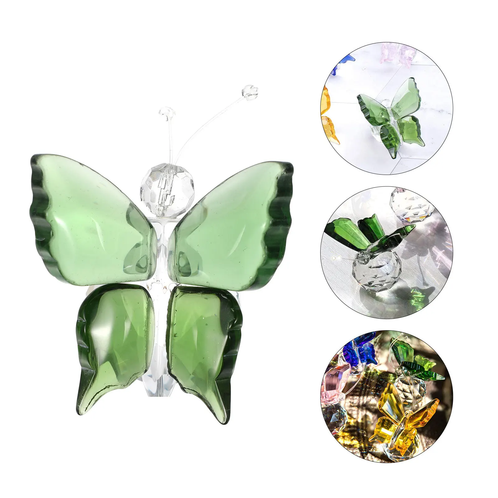 

2Pcs Crystal Glass Butterfly Desktop Ornament Cute Home Adornment Table Decoration Office Bedroom Living Room Car Ornament
