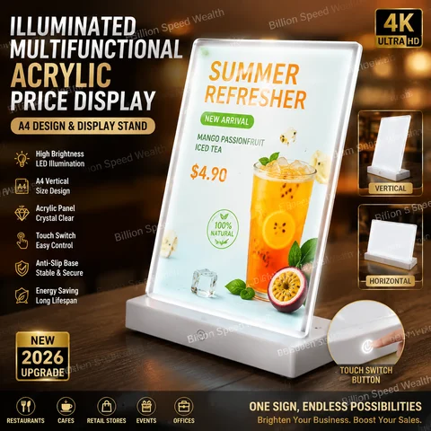 Luminous Multi-Purpose Display Acrylic Price List A4 Design and Production Table Board