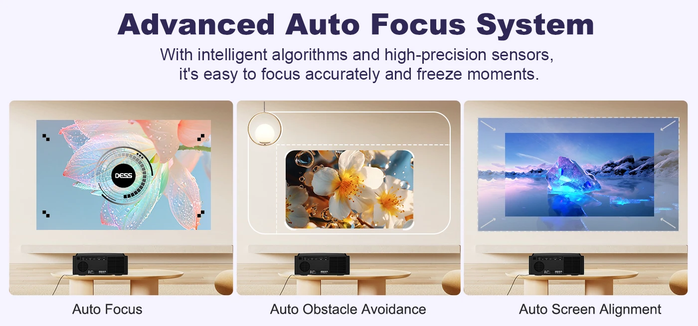 DESS Smart Projektor 1080P Autofokus Android TV-System Projektor Staubdichtes Versiegeltes Objektiv Schlafmodus Kommerzieller Outdoor-Projektor – Detail 5