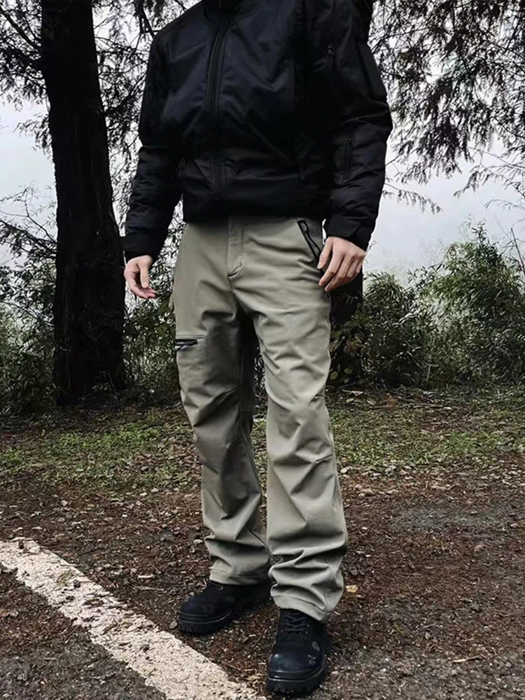 

Trendy Men's Fce Lined Soft ell Cargo Pants Thiened Outdoor Climbing Trousers Windproof Waterproof Casual Straight Leg...