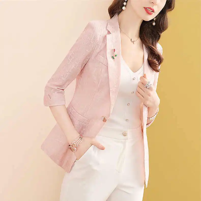 

Autumn Women'S Clothing High Quality Woman'S Blazer Long-Sleeved Classy Sensation Wine Turn Down Warm Outer Pleated