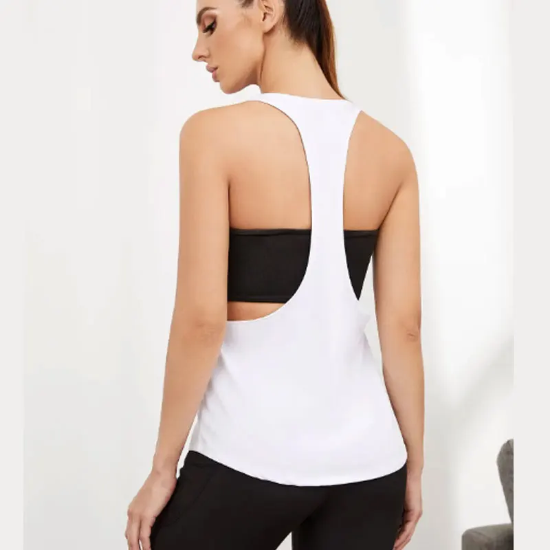 سترة رياضية نسائية للياقة البدنية من Smock سترة رياضية على شكل حرف T سريعة الجفاف بدون أكمام للجري
