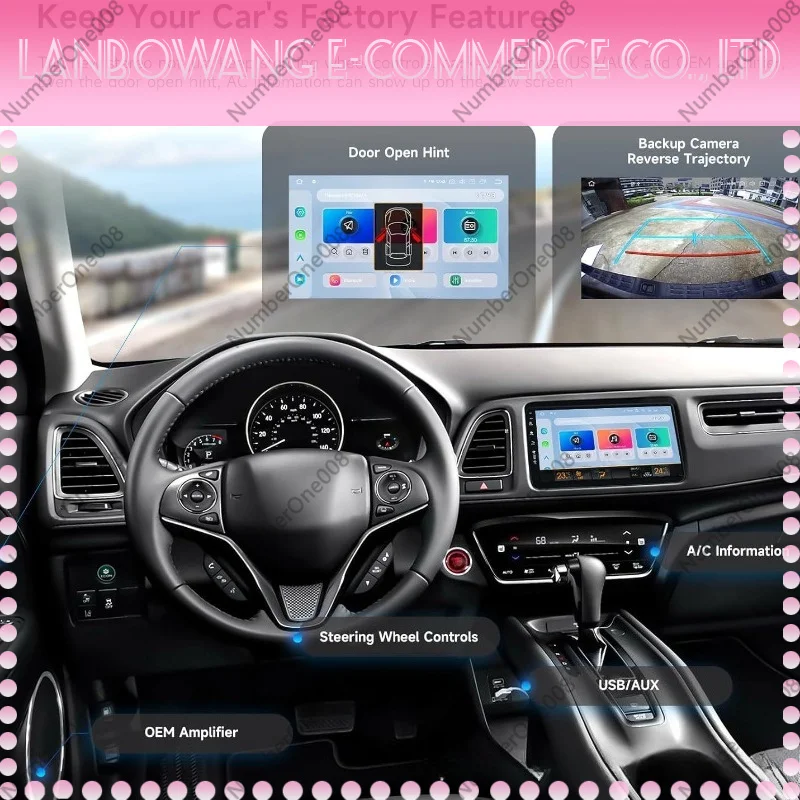 HD Touch Screen Android Car GPS Navigation with Reverse Camera Compatible for Honda XR-V HR-V Vezel