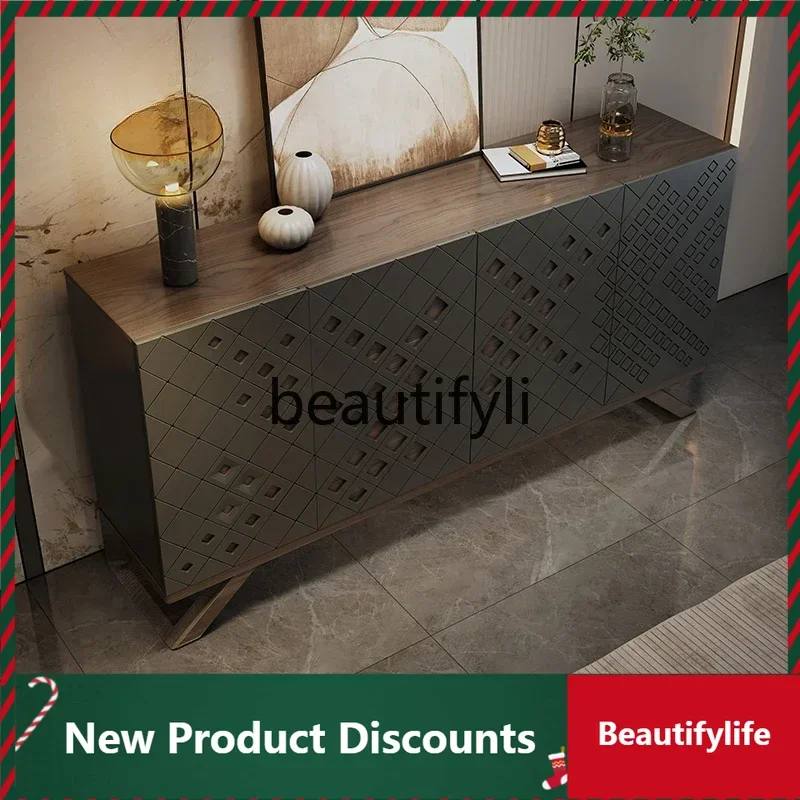 

Solid wood entrance cabinet, modern light luxury restaurant, quiet wind side cabinet, living room aisle decorative cabinet D80