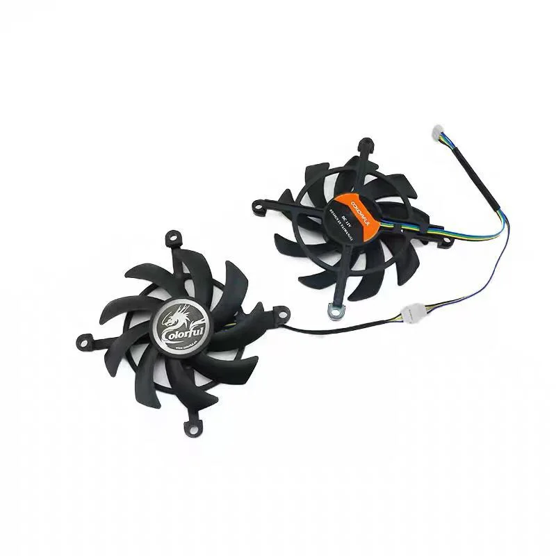 New 2pcs 4pin for Colorful GTX1650 1660 1660TI 2060 Netchi Gaming Graphics Card Cooling Fan