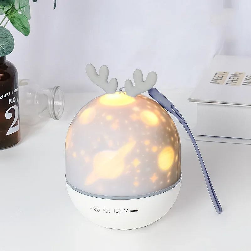 Star 360° Rotating Projector Lamp Rabbit/Deer Night Lights with Music Box Bluetooth Speaker for Baby Kids Bedroom Remote Control