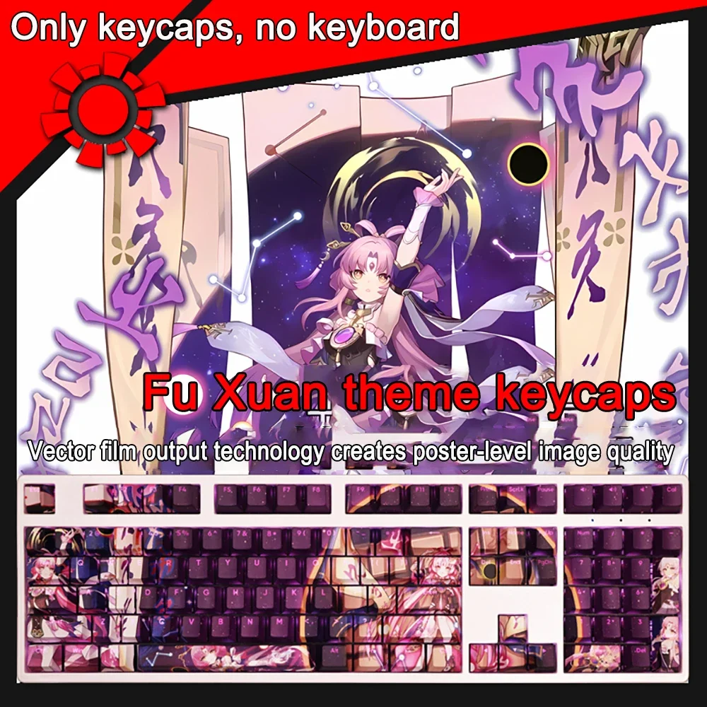108 Tasten für Honkai Impact Keycap Bronya Zaychik PBT Subbed Cherry Hintergrundbeleuchtete Tastenkappen Anime-Tastenkappen für ANSI 61 87 104 108 Layout – Detail 17