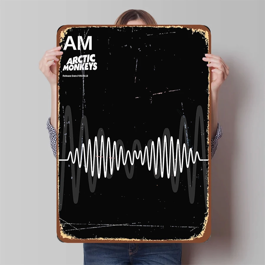 

Arctic Monkeys AM Album Cover Metal Tin Sign Music Wave Art Decor for Home Bar Wall Decoration