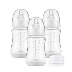 Baby Bottles Breastfeeding Bottles for Baby Milk Storage Bottles Baby Feeding Bottles with Silicone Nipple & Storage of 3PCS