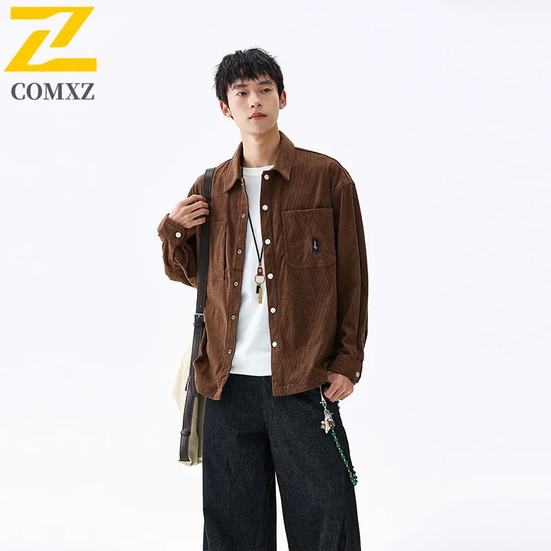 

Мужская рубашка 2025, качественная вельветовая рубашка, куртка, осенняя повседневная рубашка с длинным рукавом, мужская уличная одежда, модная свободная рабочая одежда в городском стиле
