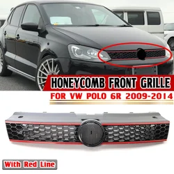 GTI Style Honeycomb Mesh Car Front Bumper Radiator Grille For Volkswagen For VW For POLO 6R 2009-2014 Mesh Center Racing Grills