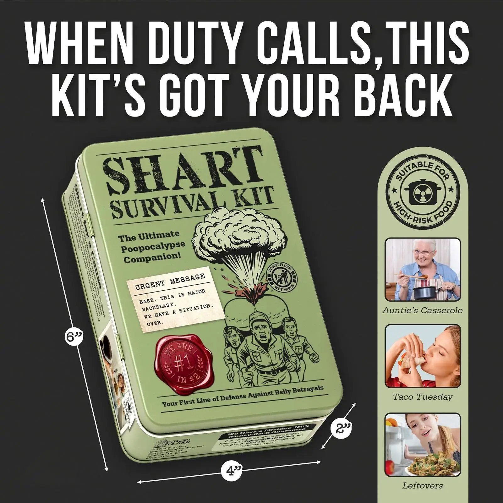 Kit de sobrevivência de shart engraçado mordaça presente cocô piada brinquedo com toalhetes molhados tecidos novidade brincadeiras para aniversário abril tolos festa do dia