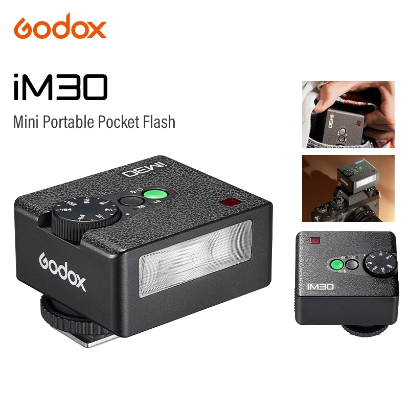 GODOX iM30 Portable Mini Outdoor Flash for Various Camera Models Output Levels 1/64 to Full Natural Lighting 7 Power Levels