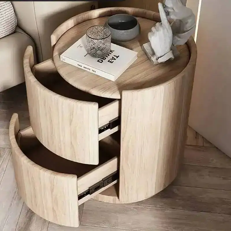 Italian White Trendy Night Table Trendy Circular Cute Cheap Bedside TableLuxury Aesthetic Mesitas De Noche Home Furniture