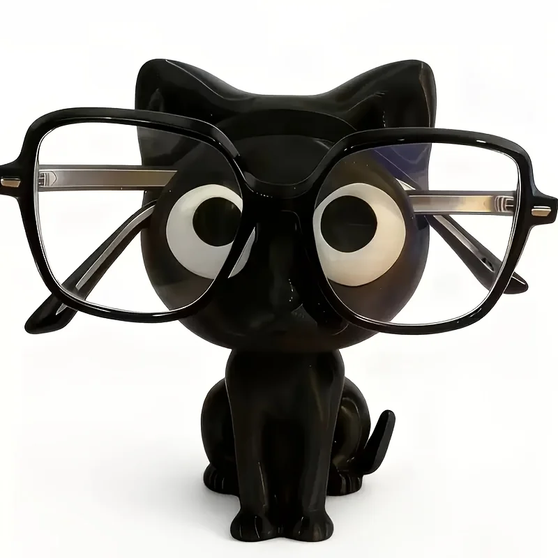Cute Cat Shaped Eyeglass Stand Tabletop Glasses Holder Ornament Cat Theme Spectacle Rack Retail Display Desk Decor Gift