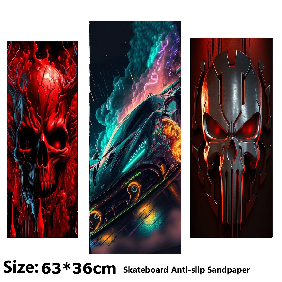 

Bloody Rose Skull Colorful Pattern Electric Scooter Anti-slip Sticker Sandpaper Skateboard Grip Tape Sheet 63*36cm