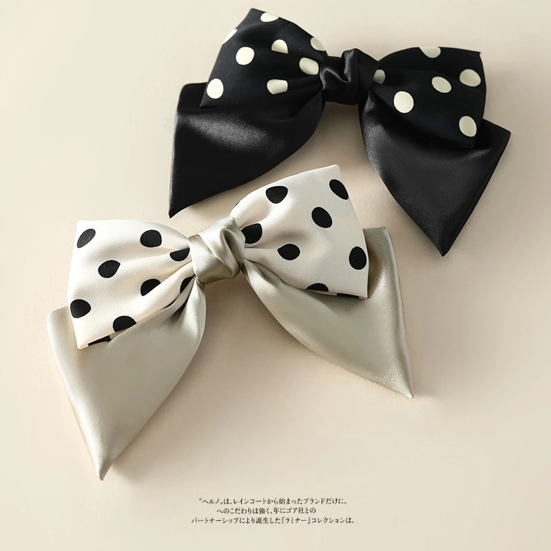 

NEW Black White Polka Dot Bow Hair Clips Sweet Retro Hairpin Spring Clip French Crab Hair Clip for Women Girls Hair Accessories