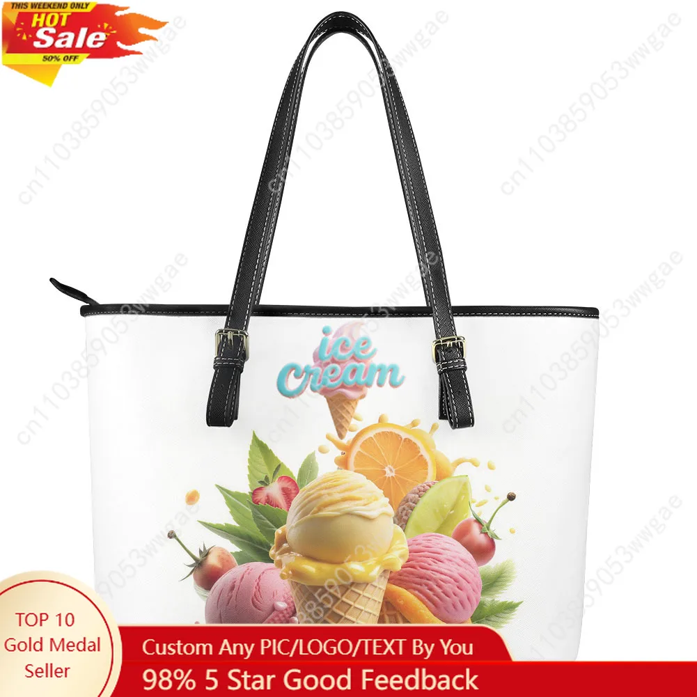 

Ice Cream Handbag Women Man Vintage Personalized Fashion Tote Bag Shoulder Bag Business Leather Purse Travel Customized Bag Gift