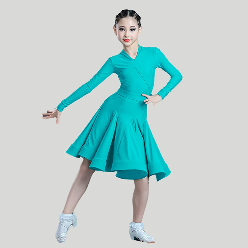 2024 New Childrens Latin Dance Costume Girl High-end Ballroom Danceing Competition Performance Clothes Dancer Practice Set XH968