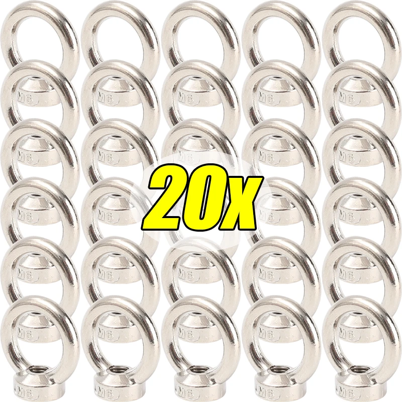 

5-20pcs M5/M6 Circular Lifting Ring Nuts Lifting Eye Threaded Nut Fastener Eyebolt Zinc Alloy Ring Hooking Nut Screws Tools