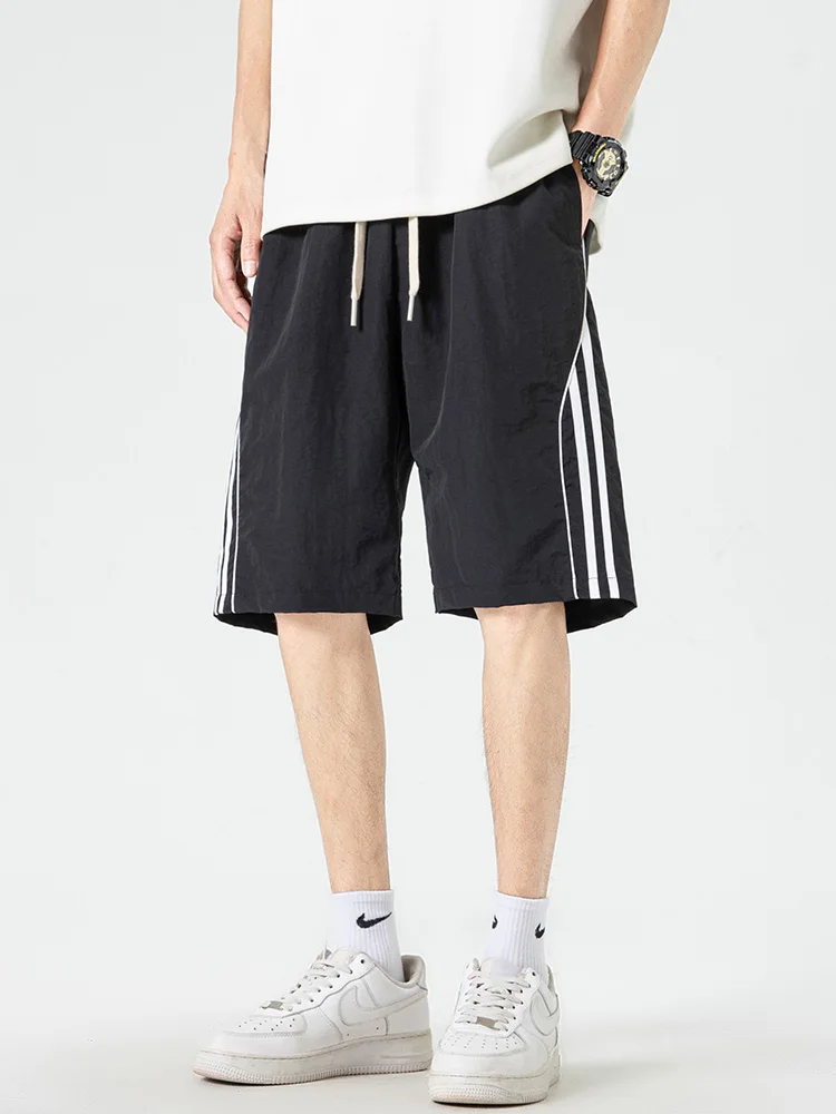 

Мужские летние спортивные брюки Wassup в американском ретро-стиле, свободного кроя, тонкие, дышащие, из нейлона, для молодежи, с эффектом «пяти частей»