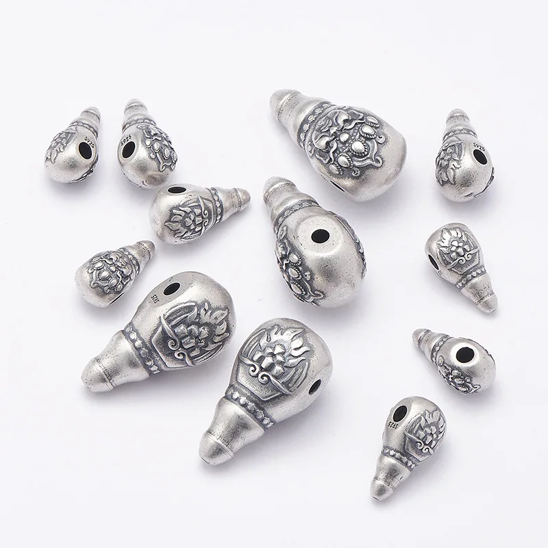 100% 925 Silver Tibetan Yellow Jambhala Guru Bead Sterling Buddhist Wealth Buddha Three-Way Beads Good Luck