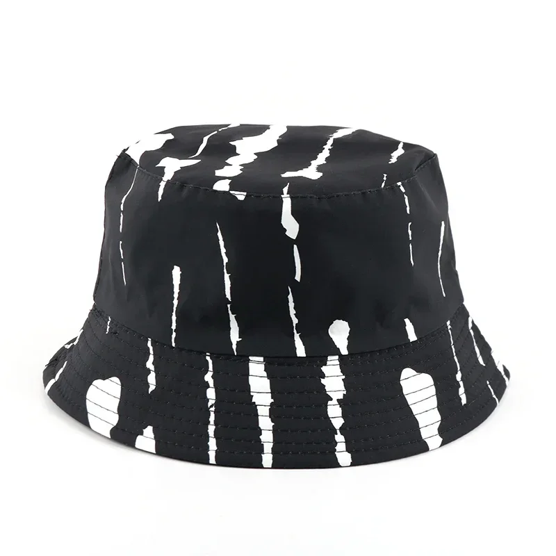 Double-sided Basin Hat Shade Graffiti Fisherman Cap Unisex Flat Top Visor Caps Tie-dye Bucket Hats Outdoor Hat Hip Hop