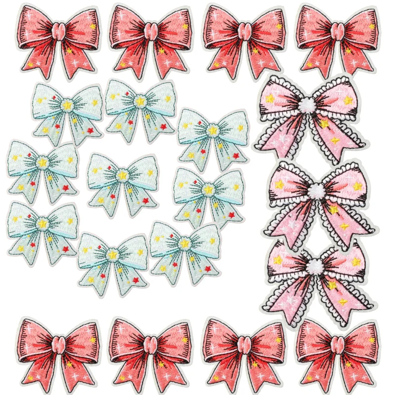

1/14PCS Color Bow Embroidery Patch, Cartoon Baby Clothes Iron on Appliques for DIY Craft Apparel Sewing Supplies