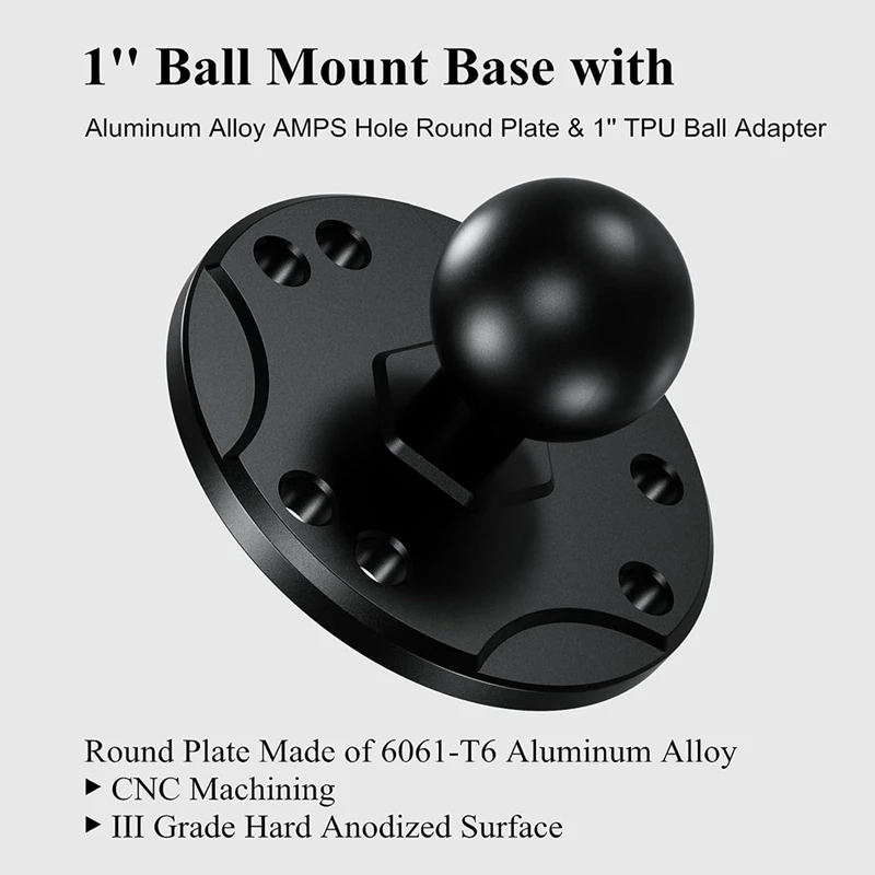 1Inch Ball Mount Base With Aluminum Alloy AMPS Hole Round Plate & 1Inch TPU Ball Adapter For RAM Parts Accessories